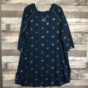 Harry Potter Nightgown Blue Pajama Graphic Lightening Bolts HP Logo 2x-3x soft